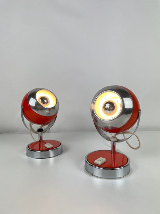 Bordlampe - Lakeret metal forkromet stål - Et par Eyeball lamper