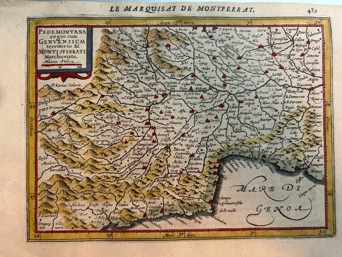 Italien - Piemonte // Ligurien; Johannes JANSSONIUS - PEDEMONTANA regio cum GENVENSIUM territorio  MONTI SFERRATI Marchionatu. - 1621-1650