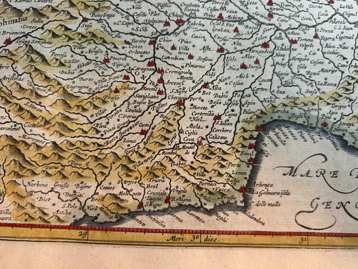 Italien - Piemonte // Ligurien; Johannes JANSSONIUS - PEDEMONTANA regio cum GENVENSIUM territorio  MONTI SFERRATI Marchionatu. - 1621-1650