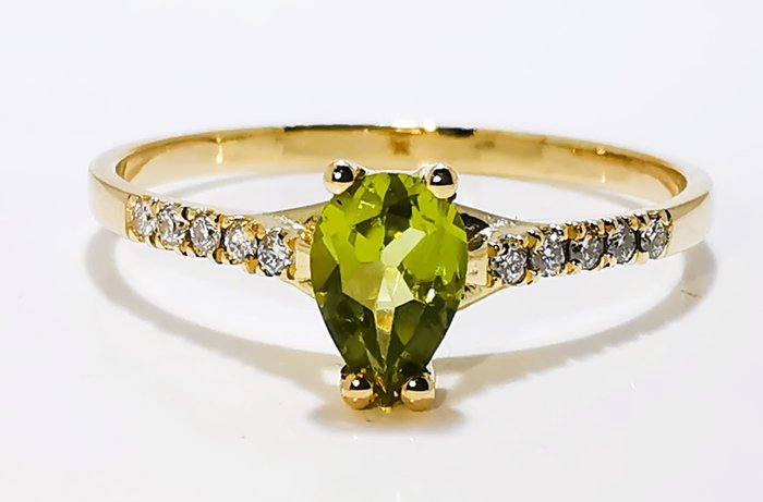 Ingen mindstepris - Ring - 14 karat Gulguld Peridot