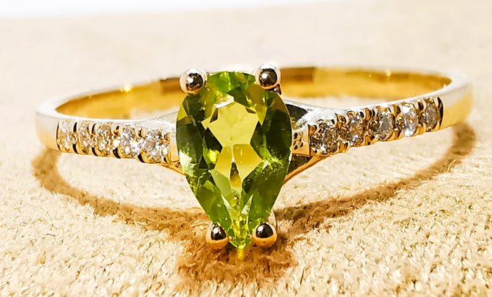 Ingen mindstepris - Ring - 14 karat Gulguld Peridot