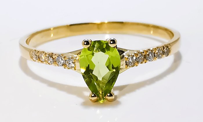 Ingen mindstepris - Ring - 14 karat Gulguld Peridot