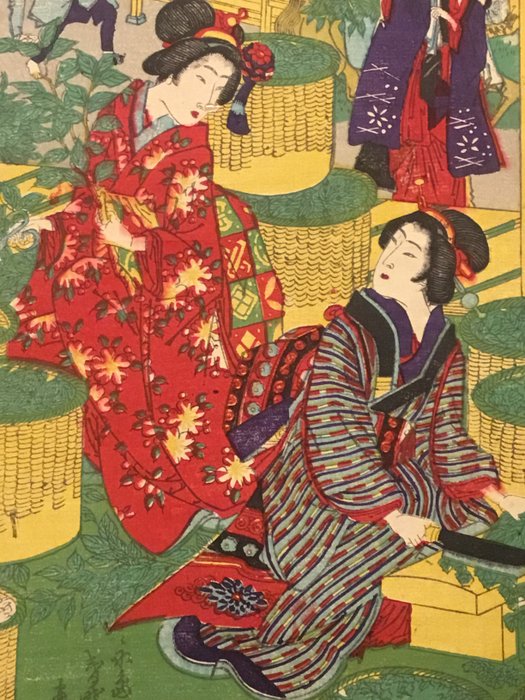 No 1 from the series 'Beauties making silk' 美及養蠶圖 - 1893 - Ukendt kunstner - Japan -  Meiji-perioden (1868-1912)