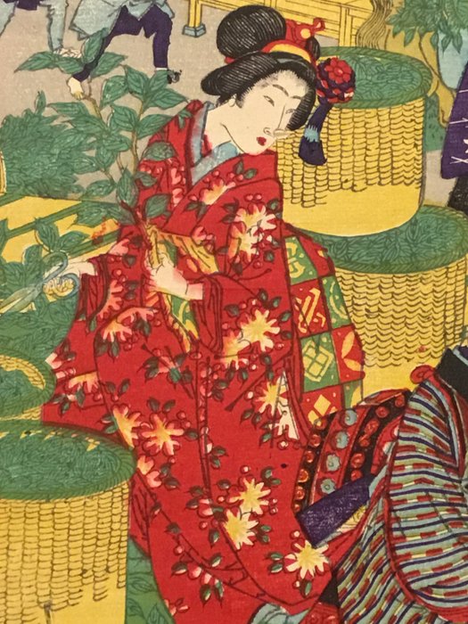 No 1 from the series 'Beauties making silk' 美及養蠶圖 - 1893 - Ukendt kunstner - Japan -  Meiji-perioden (1868-1912)