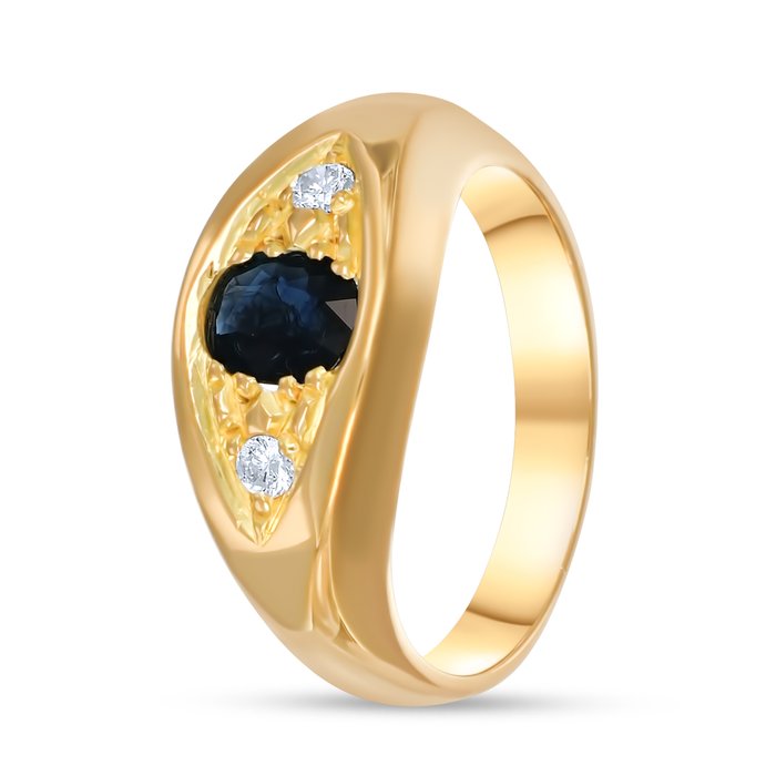 Ring - 18 kraat Gulguld -  0.58ct. tw. Safir - Diamant