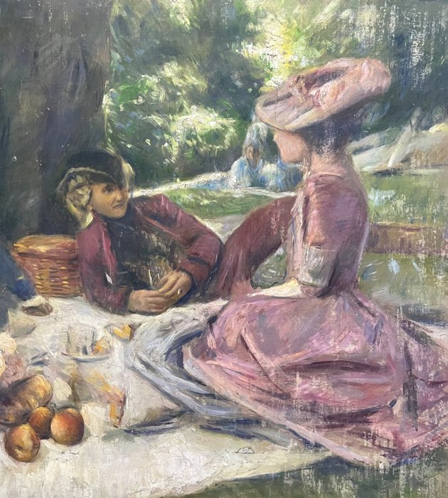 Carlo Wostry (1865-1943) Attributed to - Colazione in giardino