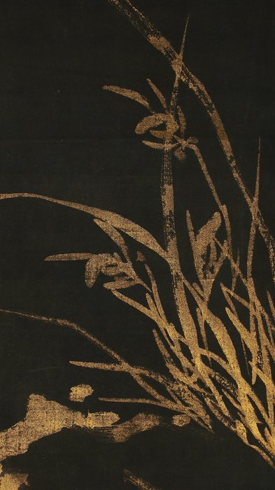 Et par meget fine malerier i guld med årstidens blomster, signeret - inklusive påskrevet tomobako - Silke - Tani Buncho (1763-1840) - Japan - Sene Edo-periode