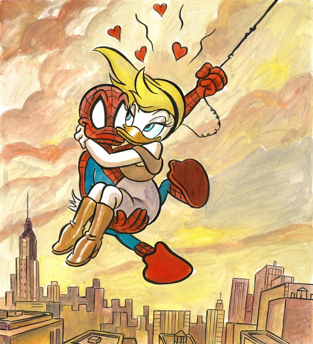 Tony Fernandez - Donald Duck  Daisy Inspired by "The Amazing Spider-Man" (2012) - Hand Signed