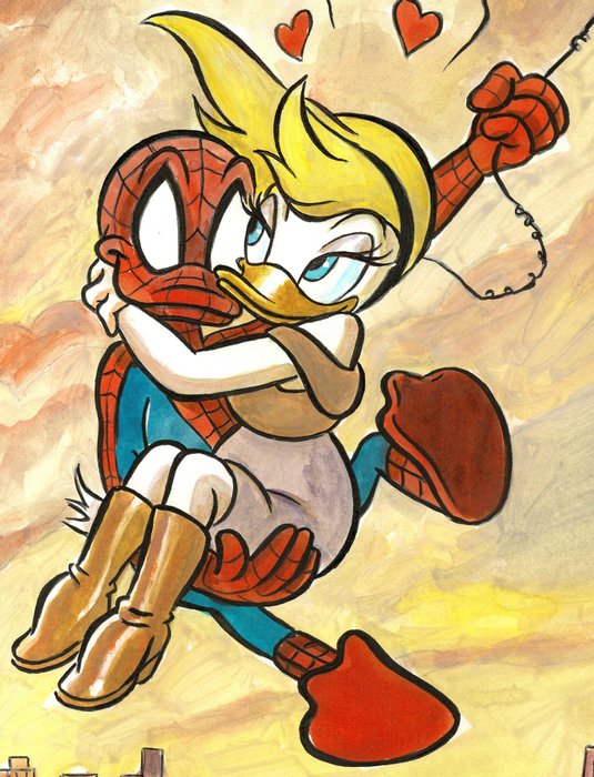 Tony Fernandez - Donald Duck  Daisy Inspired by "The Amazing Spider-Man" (2012) - Hand Signed