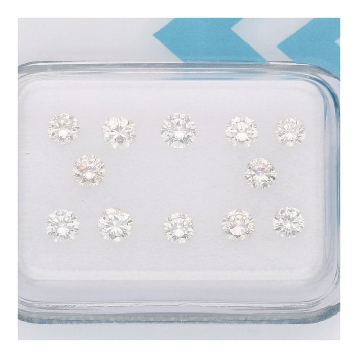 Ingen mindstepris - 12 pcs Diamant  (Natur)  - 0.88 ct - Rund - I - SI2 - International Gemological Institute (IGI)