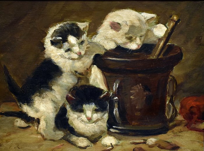 Hollandsk skole (XX) - Playing kittens, after Henriette Ronner Knip