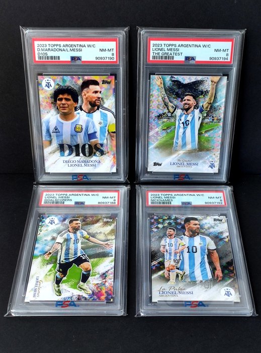 2023 Topps Argentina World Champions Diego Maradona / Lionel Messi #D10S PSA 8 - 4 Graded card