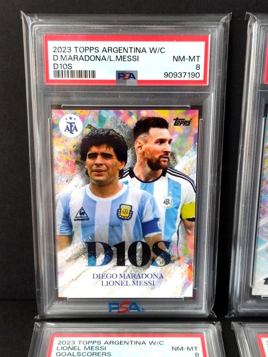 2023 Topps Argentina World Champions Diego Maradona / Lionel Messi #D10S PSA 8 - 4 Graded card