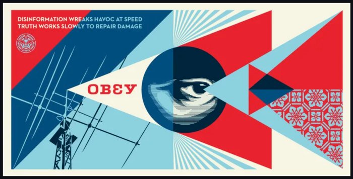 Shepard Fairey (OBEY) (1970) - Disinformation Damage (White)