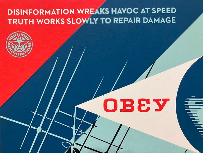 Shepard Fairey (OBEY) (1970) - Disinformation Damage (White)