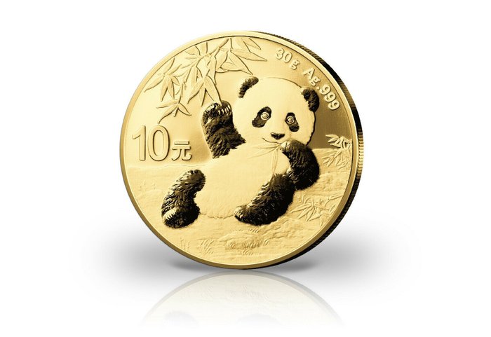 Kina. 10 Yuan 2020 Panda - Gold veredelt, 30g (.999)  (Ingen mindstepris)