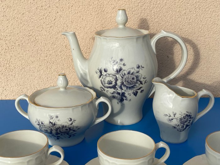 Richard Ginori - Kaffesæt til 12 (27) - decoro antico florealile blu - oro zecchino 24k - Porcelæn