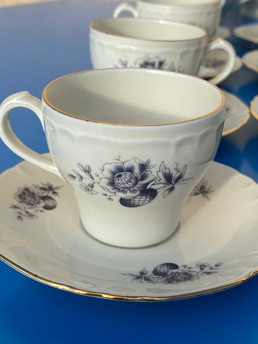 Richard Ginori - Kaffesæt til 12 (27) - decoro antico florealile blu - oro zecchino 24k - Porcelæn