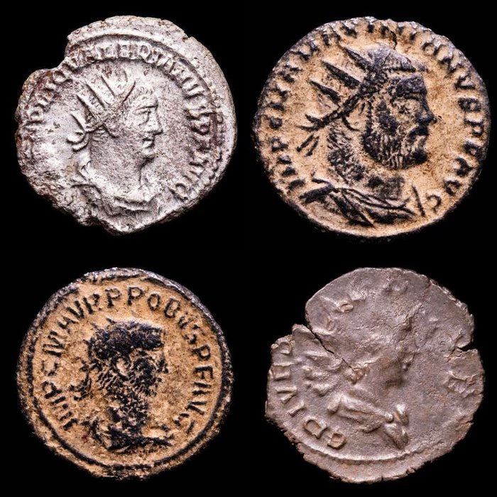 Romarriket Maximianus Valerian I Probus  Tetricus II Lot comprising four (4) coins  (Ingen mindstepris)