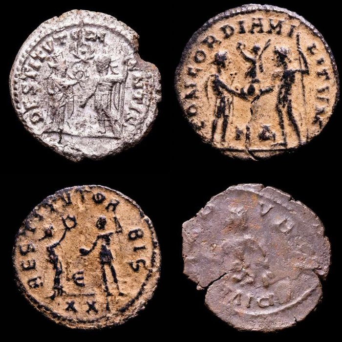 Romarriket Maximianus Valerian I Probus  Tetricus II Lot comprising four (4) coins  (Ingen mindstepris)