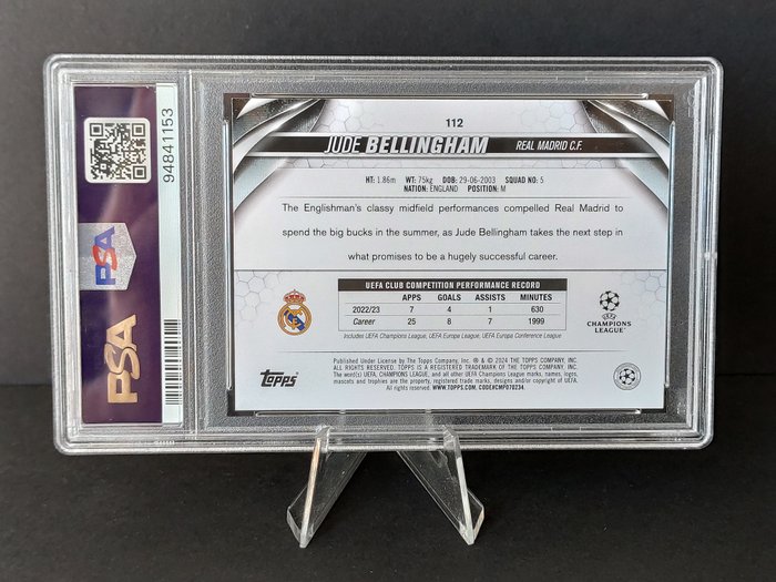 2023/24 Topps UEFA CC Jude Bellingham #112 Inferno Foil PSA 9 Graded card