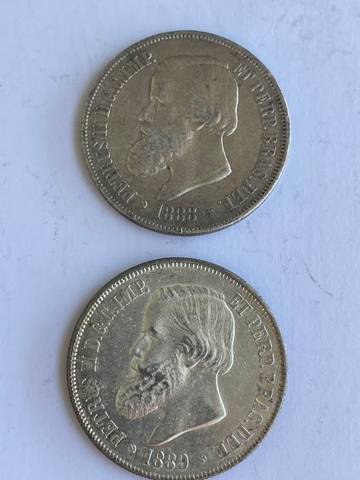 Brasilien. Pedro II (1831-1889). 2000 Reis 1888/1889 (2 monedas)  (Ingen mindstepris)