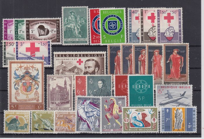 Belgien 1958/1960 - år 1958/1959/1960 komplet - OBP 1046/1173QA + BL 32