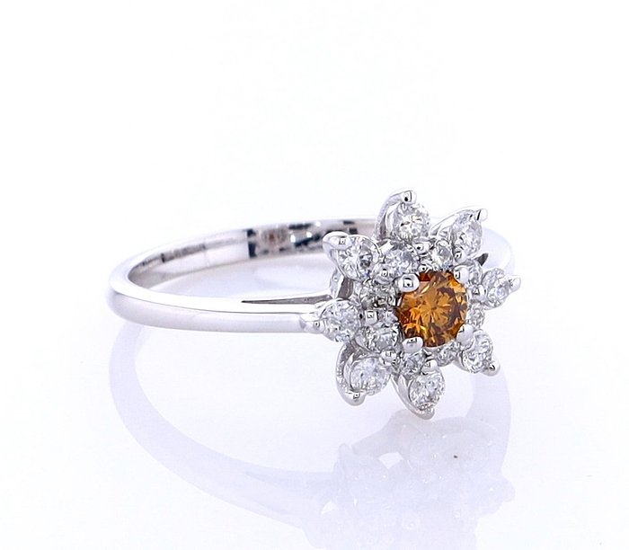 Ring - 14 karat Hvidguld -  0.56ct. tw. Diamant (Naturfarvet) - Diamant