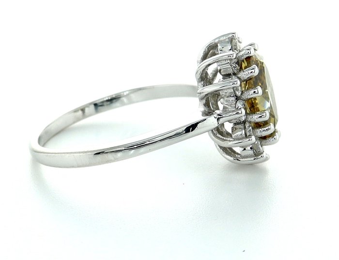 Ring - 14 karat Hvidguld -  1.66ct. tw. Diamant (Naturfarvet) - Diamant