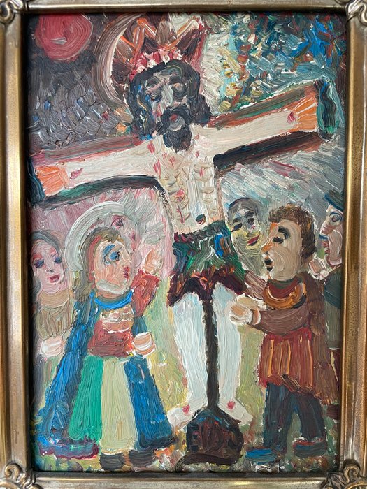 Ernest Van Den Driessche (1894-1985) - Christus aan het kruis met Maria en Johannes