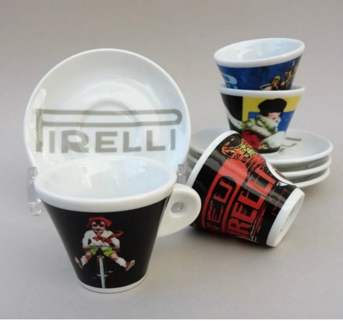 Pirelli - Kaffesæt til 6 (12) - Porcelæn - Pirelli Vintage Cup