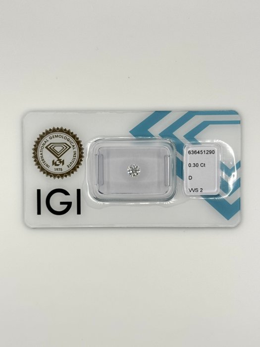 1 pcs Diamant  (Natur)  - 030 ct - Rund - D (farveløs) - VVS2 - International Gemological Institute (IGI) - *3EX* *IDEAL*