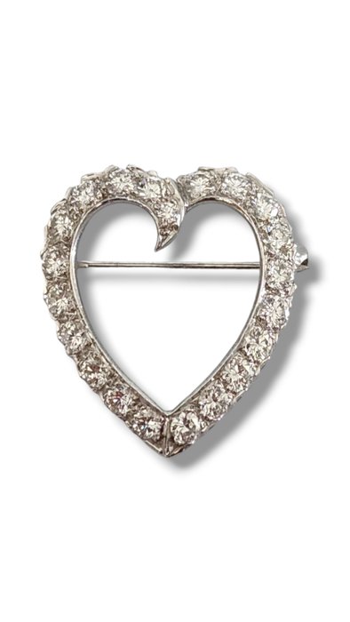 Broche - 18 kraat Hvidguld, Antik 18K guld- og diamantbroche 2,0 Ct -  2.00ct. tw. Diamant (Natur)