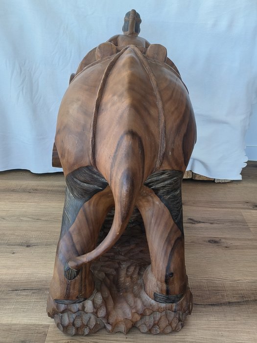 Elefant with Rider - 120 cm, 70 KG - Skulptur - Thailand