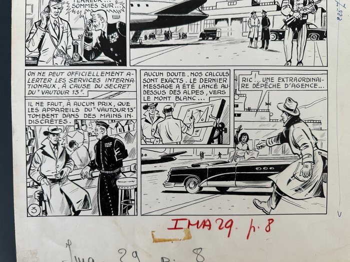 Liquois, Auguste - 2 Original page - Ric Limar : Policier de l'air - IMA #29 - 1955