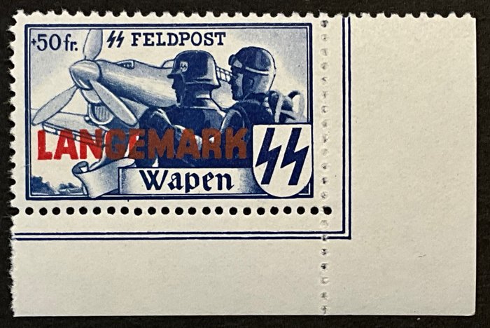 Belgien 1944 - Erinnophilie Feldpost våbenskjold SS - Aftryk LANGEMARK - POSTFRIS - OBP E49