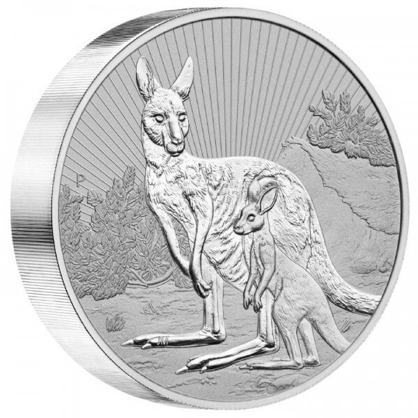 Australien. 2023 10 oz $10 AUD Mother and Baby Kangaroo Piedfort Silver Coin BU