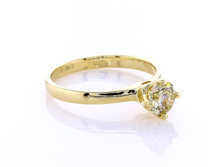 Ring - 14 karat Gulguld -  0.60ct. tw. Diamant (Naturfarvet)