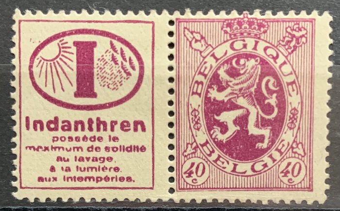 Belgien 1929 - Reklamestempel type 'Heraldic Lion', 40c Indanthren - OBP PU26