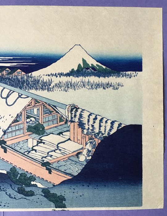 "Joshu Ushibori 常州牛堀" fra 36 Views of Mt Fuji 富嶽三十六景 - Papir - Katsushika Hokusai (1760-1849) - Japan - 1960'erne