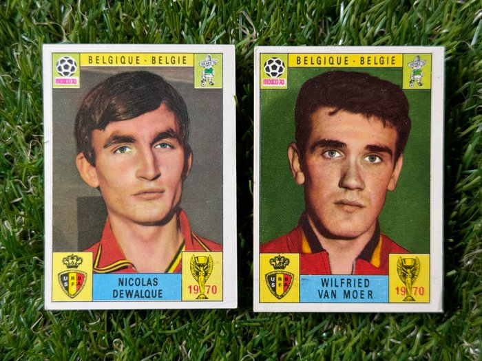 1970 Panini Mexico 70 World Cup Belgium - Dewalque, Van Moer (Bisvalida) - 2 Card - Glimrende (EX)