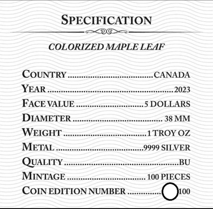 Canada. 5 Dollars 2023 Maple Leaf - Cimpanzee, 1 Oz (.999)  (Ingen mindstepris)