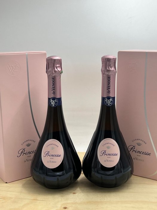 De Venoge, "Cuvée Princesse" Brut - Champagne Rosé - 2 Flasker (0,75 L)