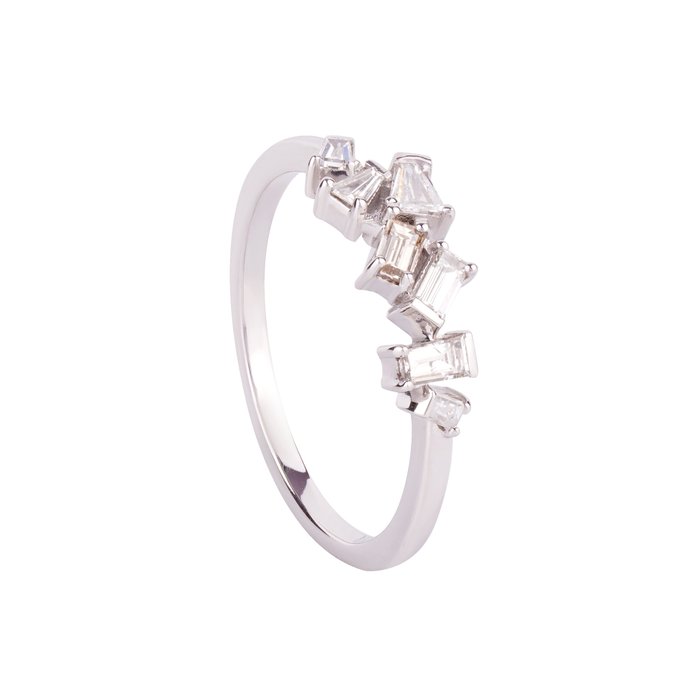 Ring - 14 karat Hvidguld -  0.46ct. tw. Diamant (Natur)