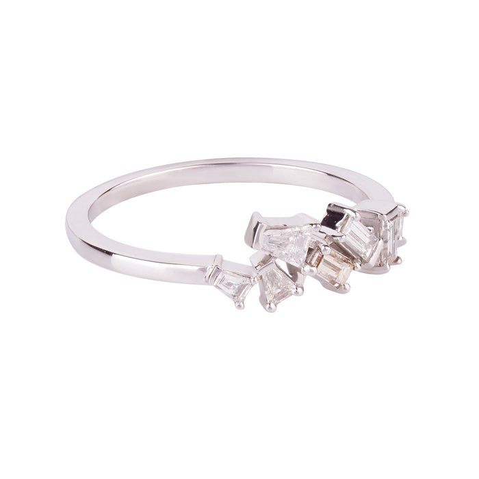 Ring - 14 karat Hvidguld -  0.46ct. tw. Diamant (Natur)