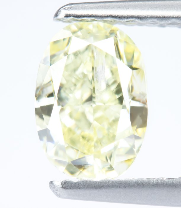 Ingen mindstepris - 1 pcs Diamant  (Naturfarvet)  - 083 ct - Oval - Fancy Gul - SI2 - Gem Report Antwerp (GRA)