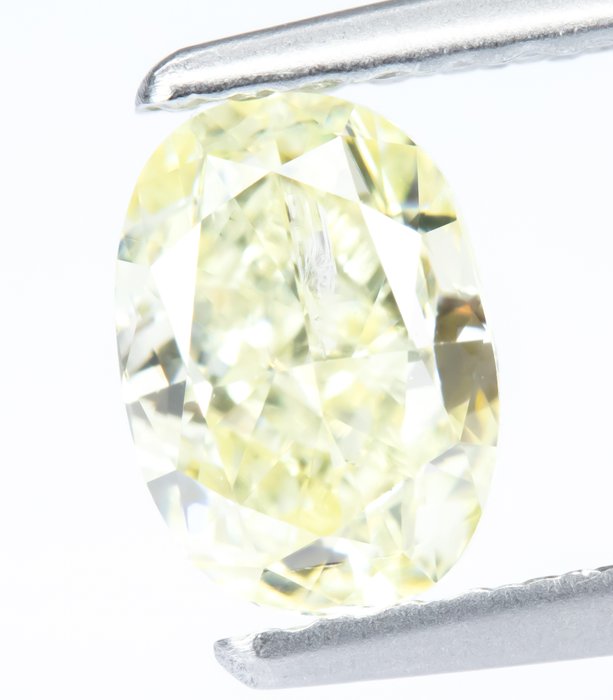 Ingen mindstepris - 1 pcs Diamant  (Naturfarvet)  - 083 ct - Oval - Fancy Gul - SI2 - Gem Report Antwerp (GRA)