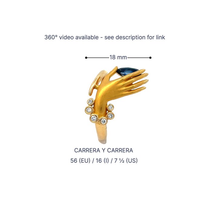 Ingen mindstepris - Carrera y Carrera - Ring - 18 kraat Gulguld Safir - Diamant - Velegnet som gave