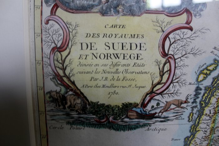 Norge - Norge - Sverige - Finland; Jean-Baptiste Delafosse(1721-1806) / A Paris Chez Mondhare rue St. Jacques. 1780 - Carte des Royaumes De Suède et Norwege divisée en ses différents Etats suivant les Nouvelles - 1761-1780