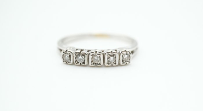 Ring - 192 kt Hvidguld -  020ct tw Diamant (Natur)